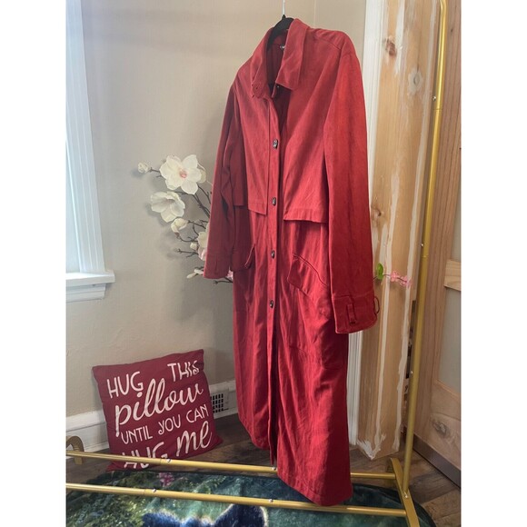 Zara Trf Women's Small/M Full Length Coat Fall Orange Color Long Sleeves Pockets - Picture 6 of 8